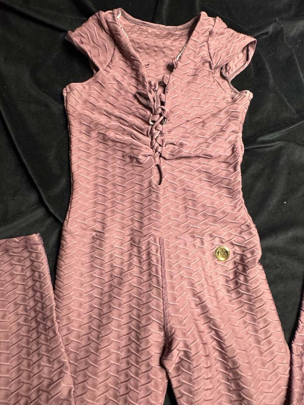 Colombia Active Textured Lace-Up Front Jumpsuit